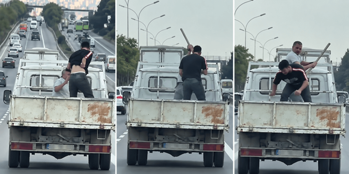 Grushte në mes të trafikut: përleshja në kamionçinë filmohet në Stamboll